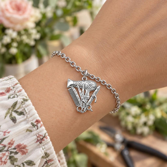 Floral Stylist Tools Charm Bracelet Set – worn / in use