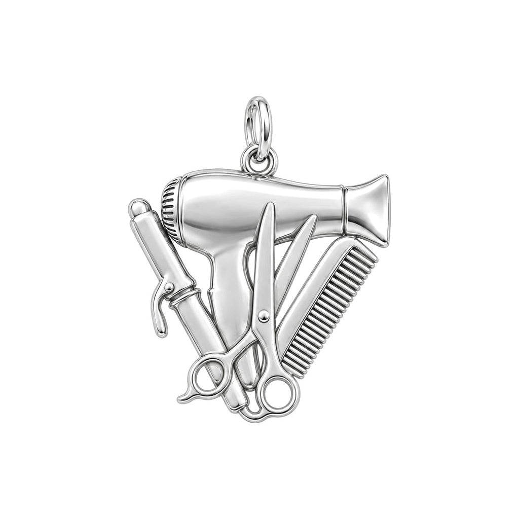 Floral Stylist Tools Charm Necklace Set – back of the charm, engraving area