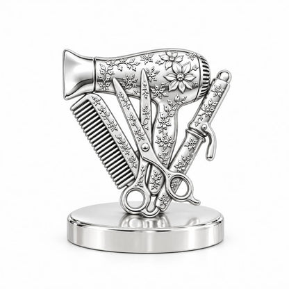 Floral Stylist Tools Keepsake Plaque – silver, front view