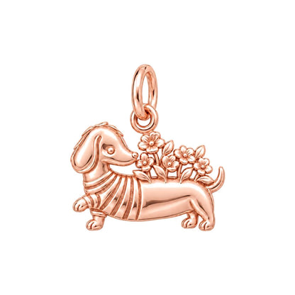 Floral Sweater Dachshund Charm and Polyester Cord Bracelet Set