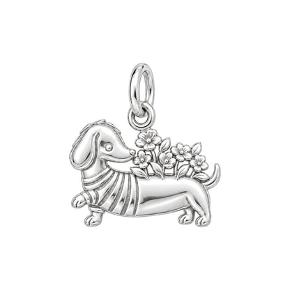 Floral Sweater Dachshund Charm and Polyester Cord Bracelet Set