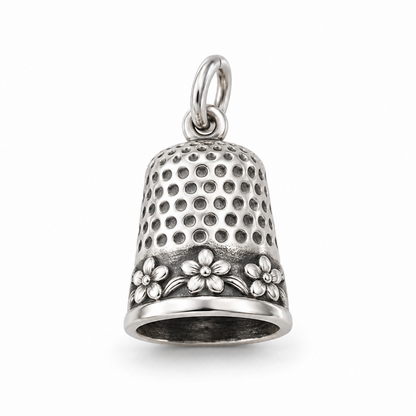 Floral Thimble Charm — Silver | charm-topics-remaining-444-2026-09-14 | topic-226