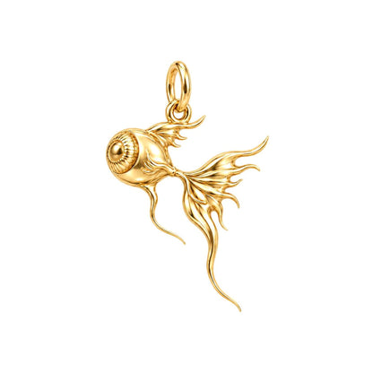 Flowing Goldfish Eye Charm Bracelet – Personalized Gift – 18K gold charm, front view