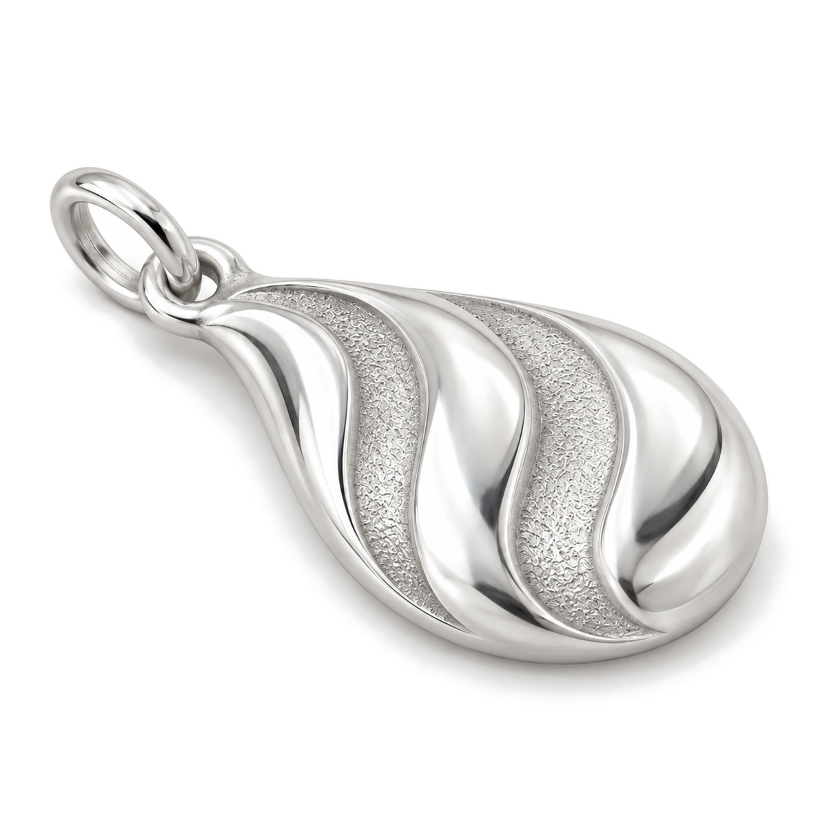 Flowing Wave Teardrop Charm — Silver Super Macro | charm-topics-remaining-444-2026-09-14 | topic-417