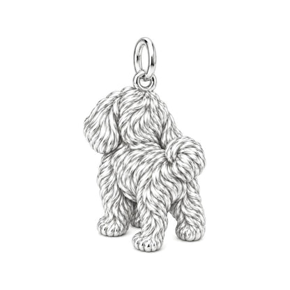 Fluffy Maltipoo Pup Charm Bracelet Set – back of the charm, engraving area