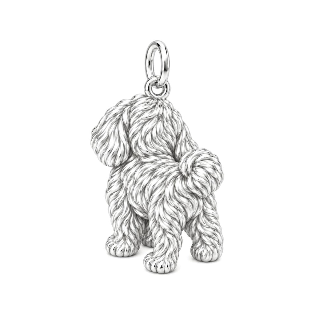 Fluffy Maltipoo Pup Charm Necklace Set – back of the charm, engraving area