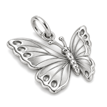 Fluttering Butterfly Charm — Silver Super Macro | charm-topics-remaining-444-2026-09-14 | topic-034