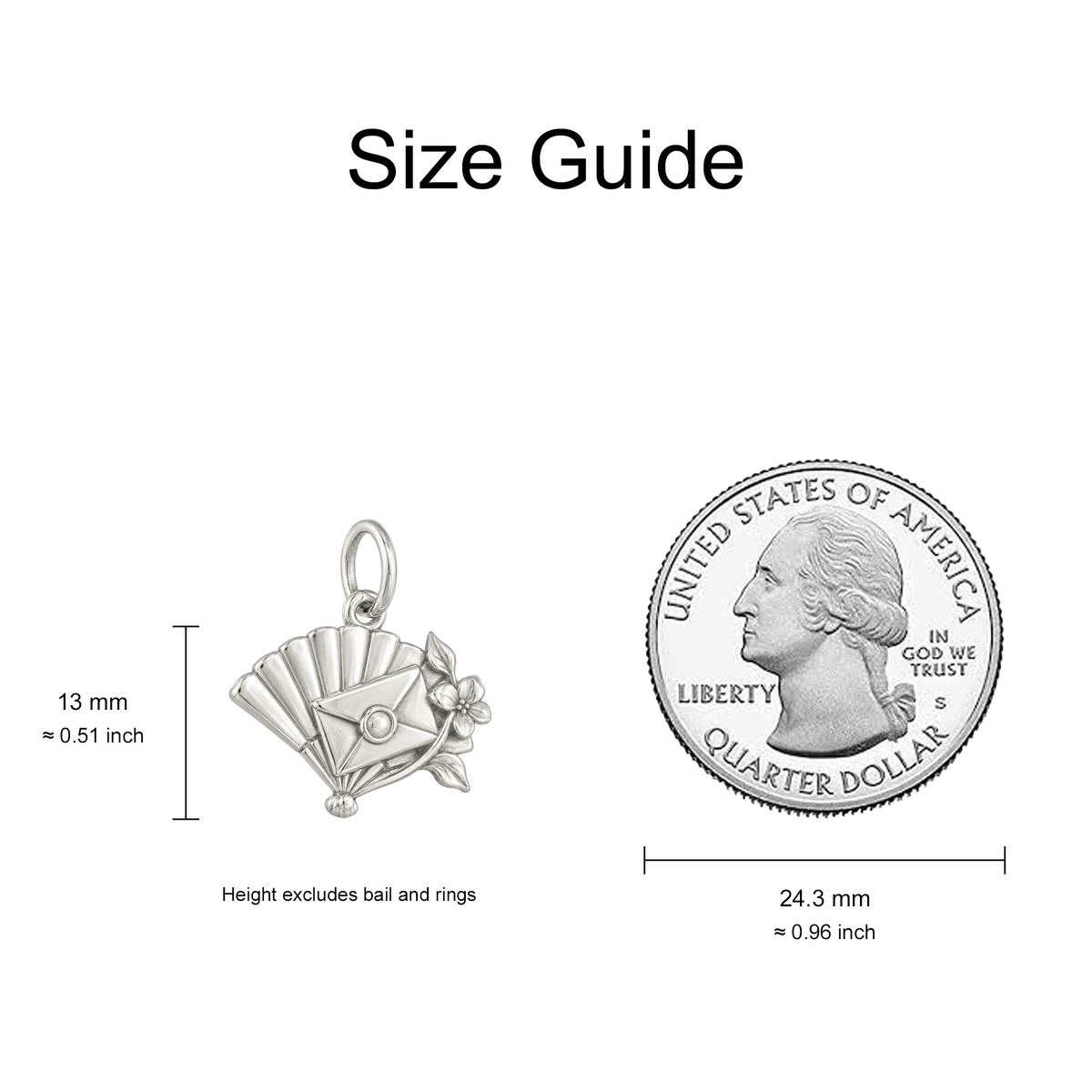 Folding Fan and Letter Charm — Size Guide — 13 mm body excluding bail and rings — 50-works-silver-20260916-77