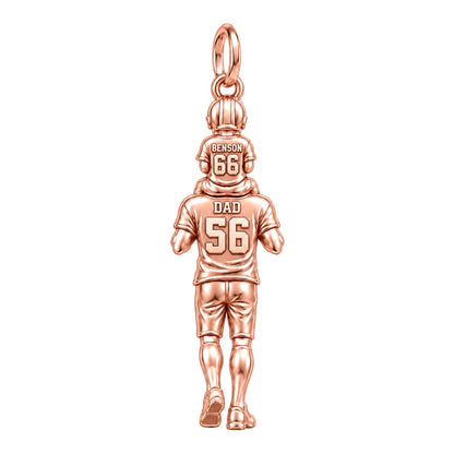 Football Father and Son Charm Bracelet – Personalized Dad Gift – rose gold charm, front view
