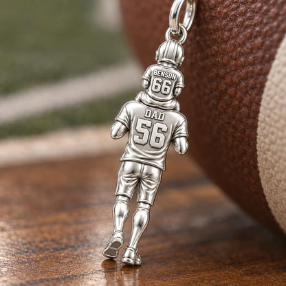 Football Father and Son Charm Bracelet – Personalized Dad Gift – macro detail of the charm