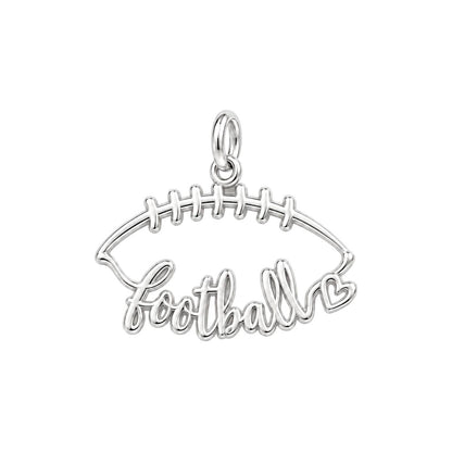 Football Heart Outline Charm Bracelet – Personalized Mom Gift – silver charm, front view