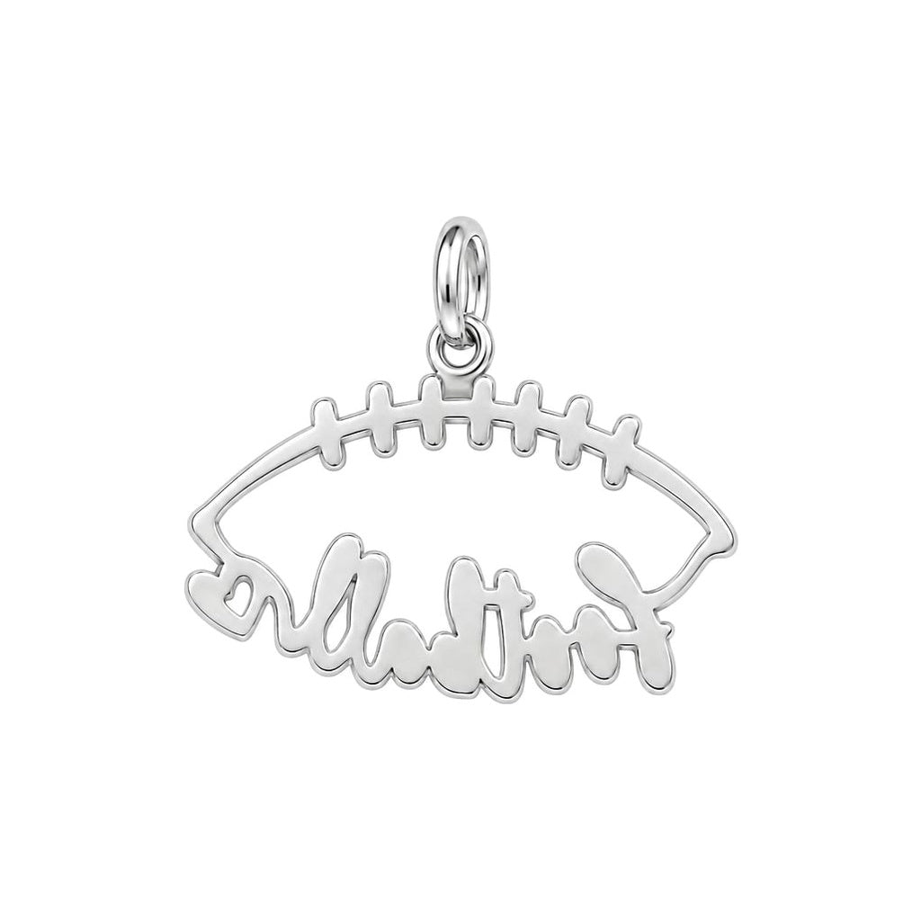 Football Heart Outline Charm Bracelet – Personalized Mom Gift – back of the charm, engraving area