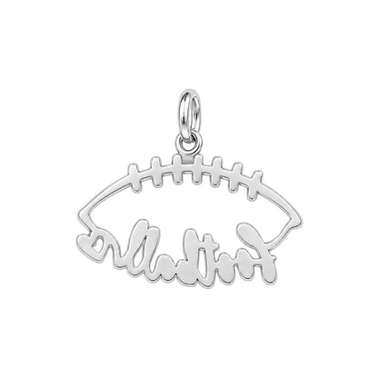 Football Heart Outline Charm Bracelet – Personalized Mom Gift – back of the charm, engraving area