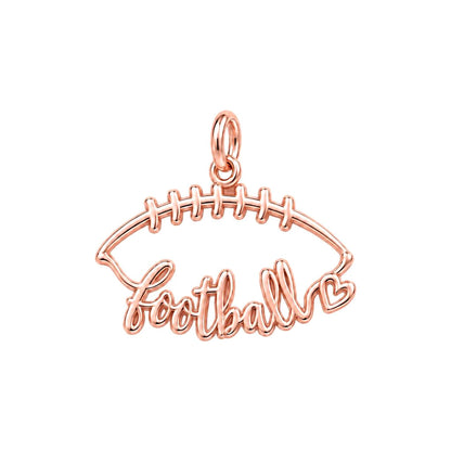 Football Heart Outline Charm Bracelet – Personalized Mom Gift – rose gold charm, front view