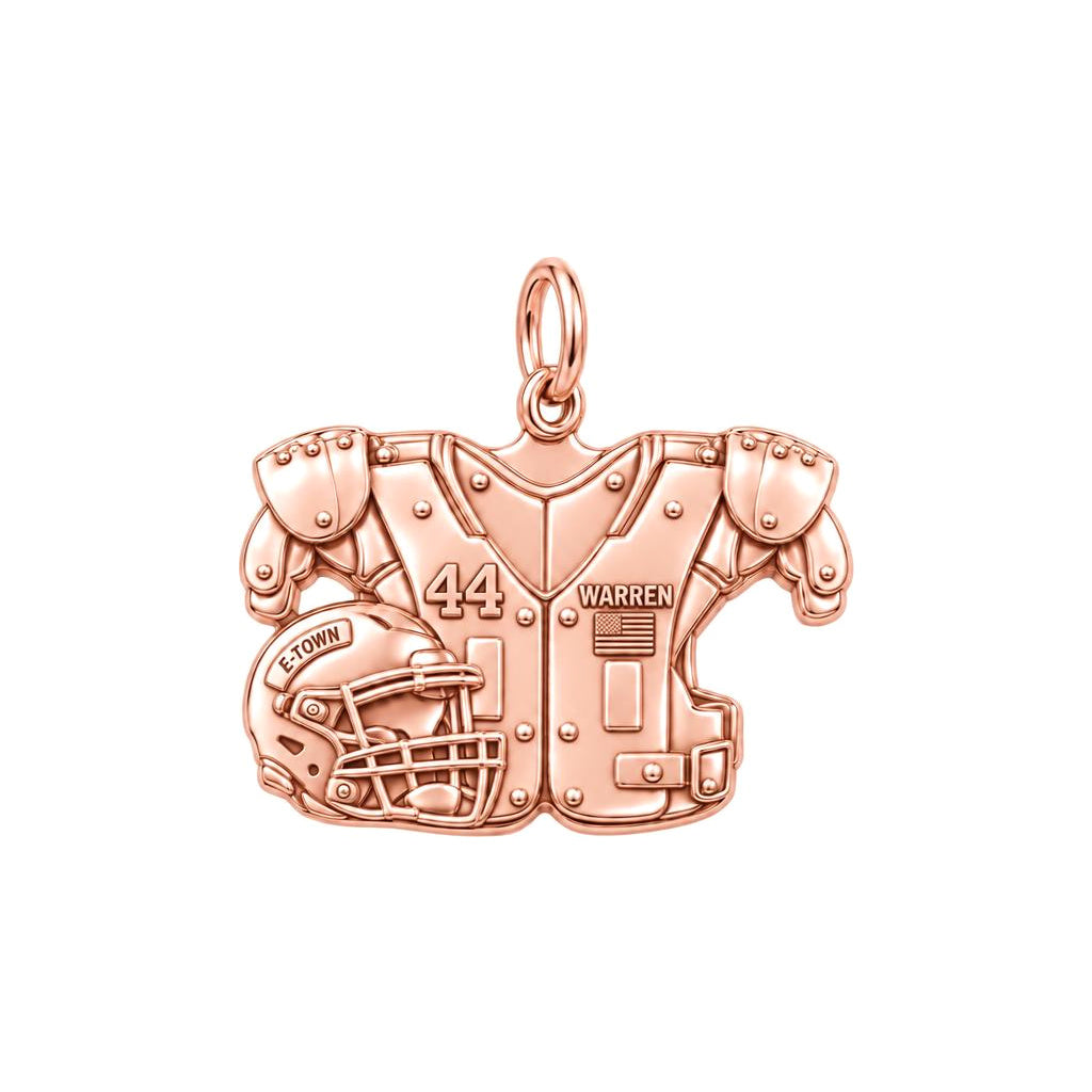 Football Jersey and Helmet Charm Bracelet – Personalized Mom – rose gold charm, front view