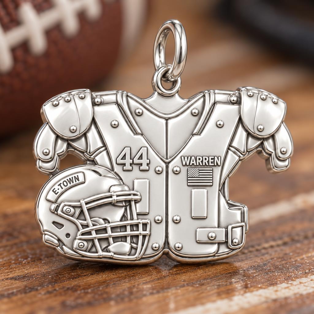 Football Jersey and Helmet Charm Bracelet – Personalized Mom – macro detail of the charm