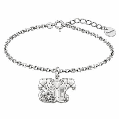Football Jersey and Helmet Charm Bracelet Set – silver, front view