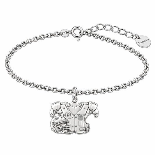 Football Jersey and Helmet Charm Bracelet Set – silver, front view