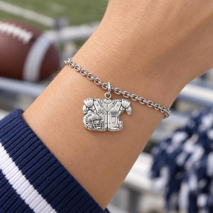 Football Jersey and Helmet Charm Bracelet Set – worn / in use