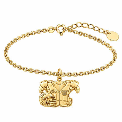Football Jersey and Helmet Charm Bracelet Set – 18K gold, front view