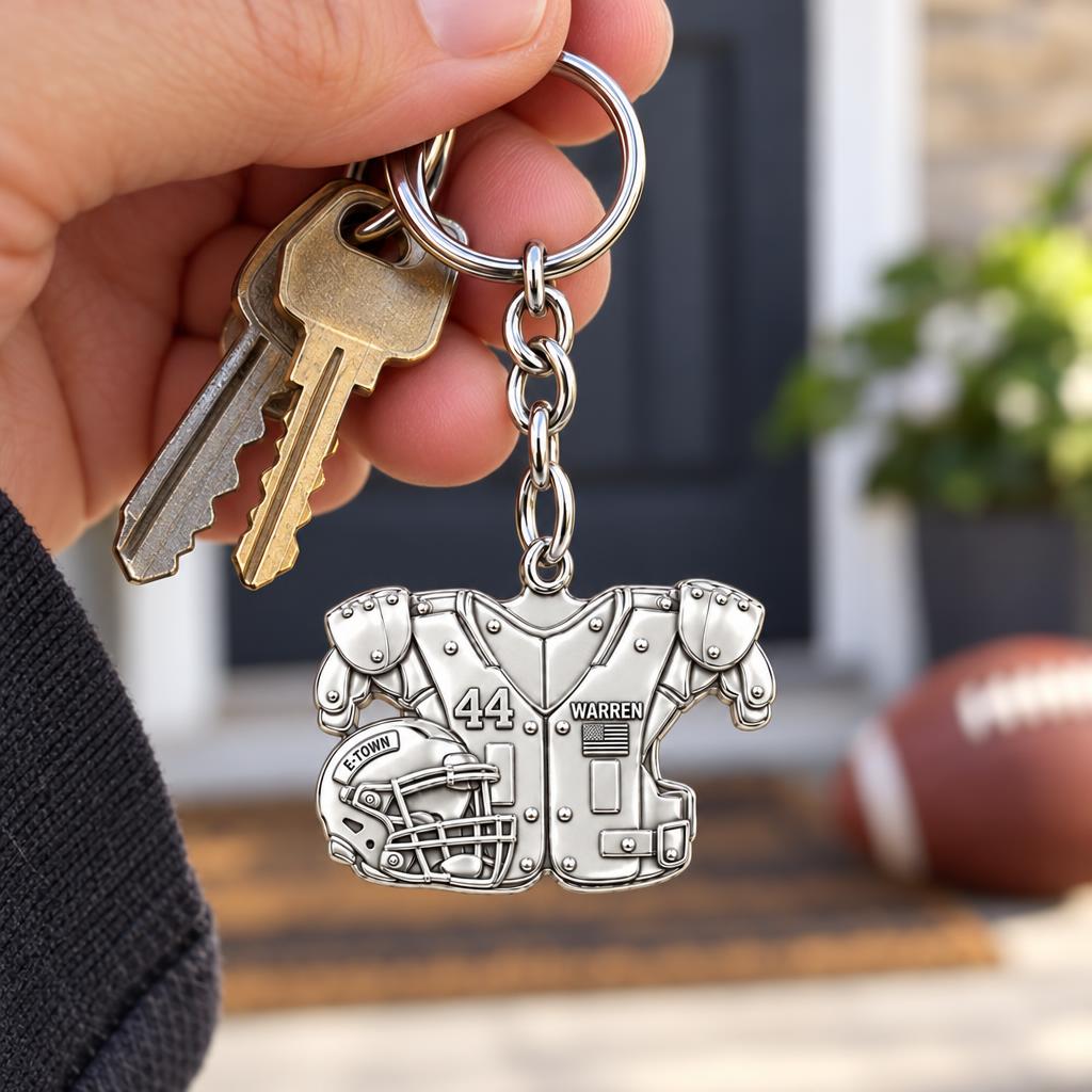 Football Jersey and Helmet Charm Keychain – worn / in use
