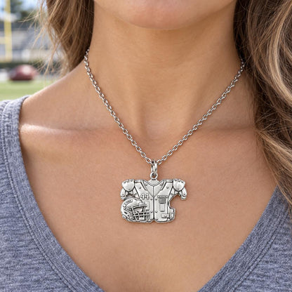 Football Jersey and Helmet Charm Necklace Set – worn / in use