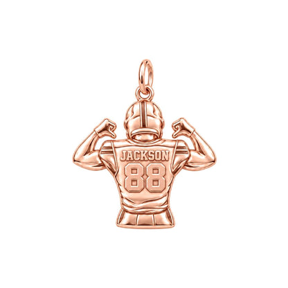 Football Jersey Flex Charm Bracelet – Personalized Mom Gift – rose gold charm, front view