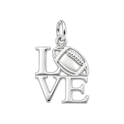 Football Love Charm Bracelet – Personalized Sports Mom Gift – silver charm, front view