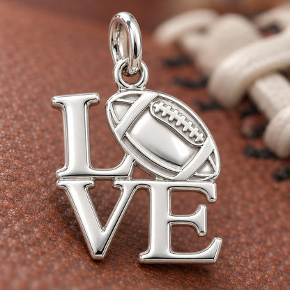 Football Love Charm Bracelet – Personalized Sports Mom Gift – macro detail of the charm