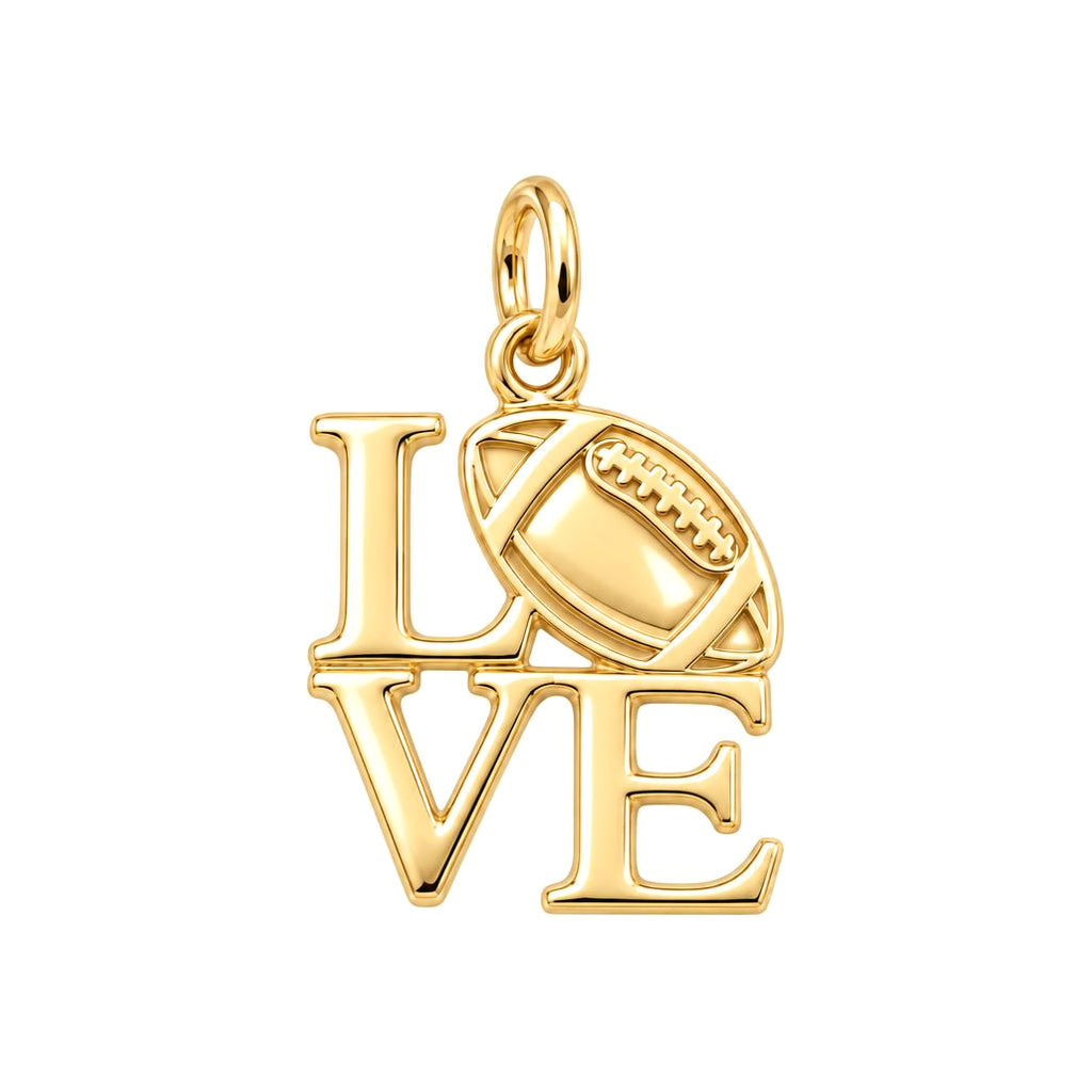 Football Love Charm Bracelet – Personalized Sports Mom Gift – 18K gold charm, front view