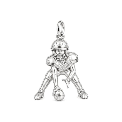 Football Player Charm Bracelet – Personalized Sports Mom Gift – silver charm, front view