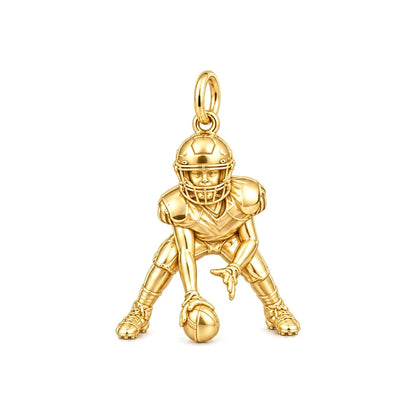 Football Player Charm Bracelet – Personalized Sports Mom Gift – 18K gold charm, front view