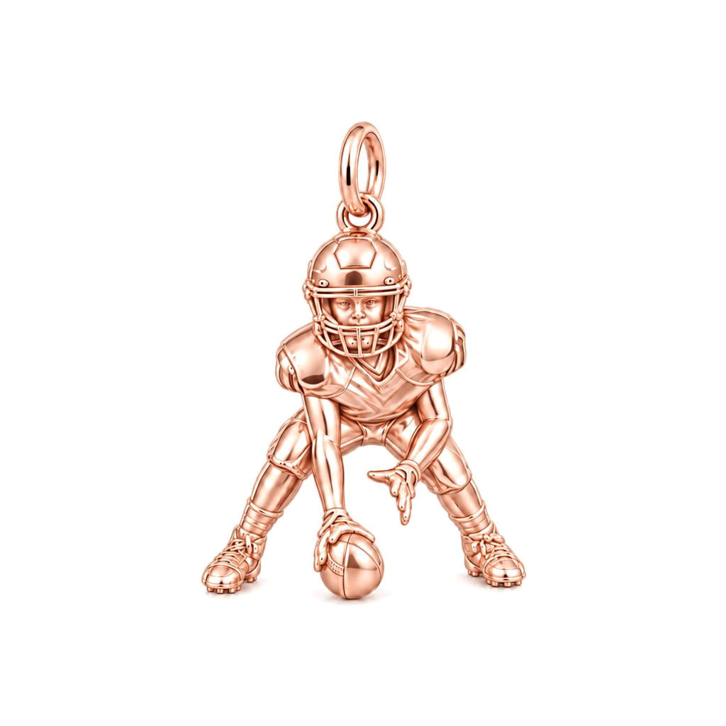 Football Player Charm Bracelet – Personalized Sports Mom Gift – rose gold charm, front view