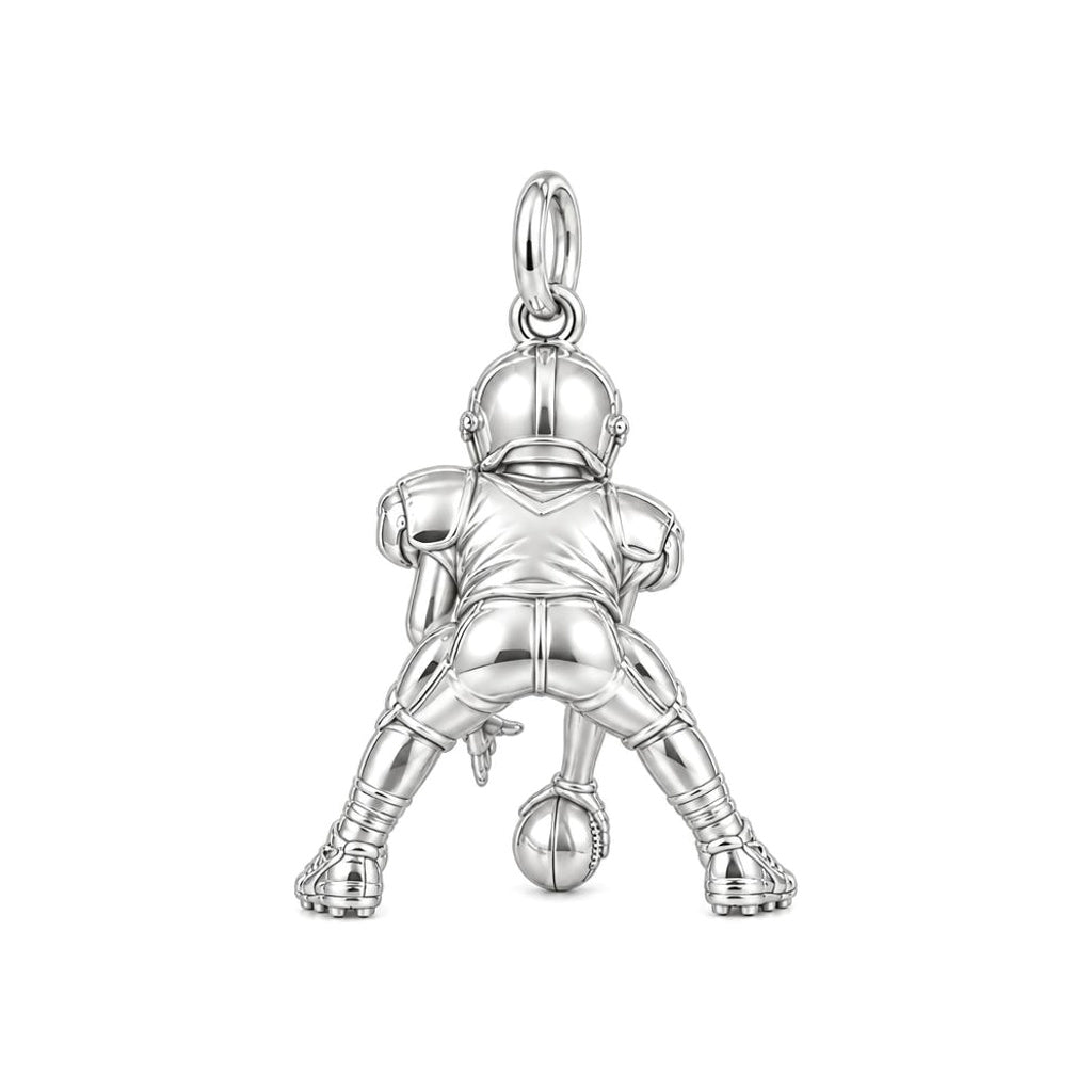 Football Player Charm Bracelet – Personalized Sports Mom Gift – back of the charm, engraving area