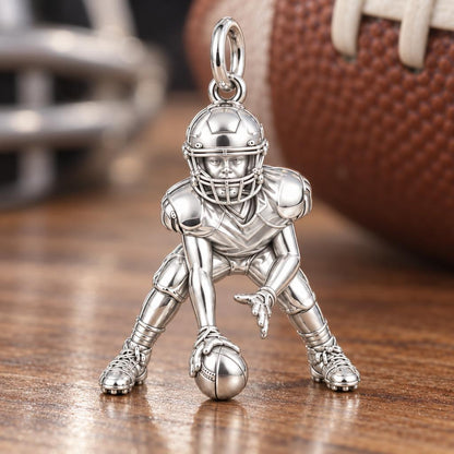 Football Player Charm Bracelet – Personalized Sports Mom Gift – macro detail of the charm