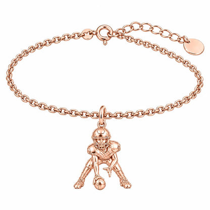 Football Player in Stance Charm Bracelet Set – rose gold, front view