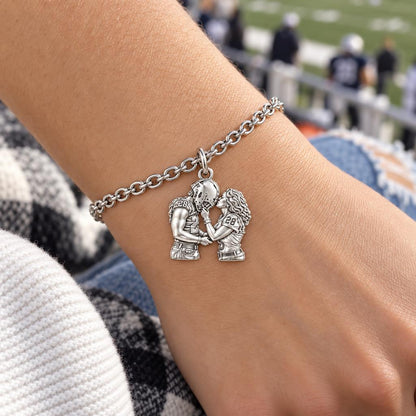 Football Sideline Sweetheart Charm Bracelet Set – worn / in use