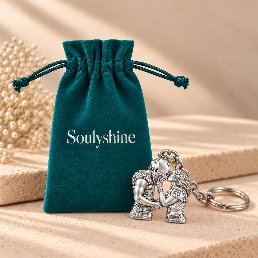 Football Sideline Sweetheart Charm Keychain – Soulyshine velvet gift pouch