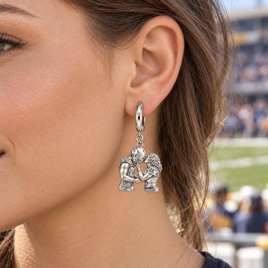 Football Sideline Sweetheart Huggie Charm Earrings – worn / in use