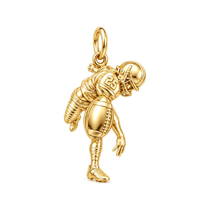 Football Star In Motion Charm Bracelet – Personalized Mom Gift – 18K gold charm, front view