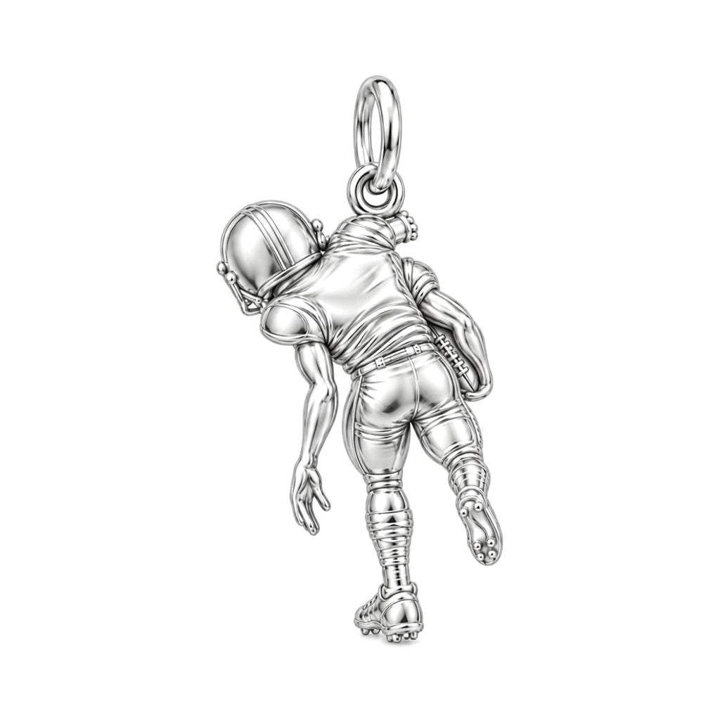 Football Star In Motion Charm Bracelet – Personalized Mom Gift – back of the charm, engraving area