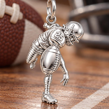 Football Star In Motion Charm Bracelet – Personalized Mom Gift – macro detail of the charm