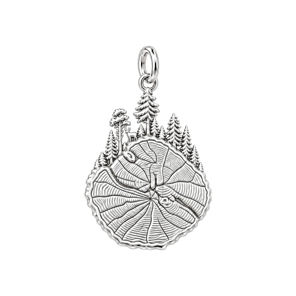 Forest Rings Charm Bracelet – Personalized Nature Lover Gift – silver charm, front view