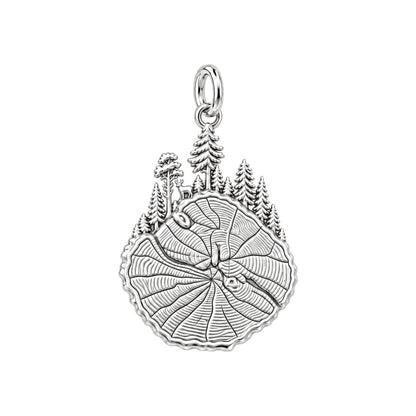 Forest Rings Charm Bracelet – Personalized Nature Lover Gift – silver charm, front view