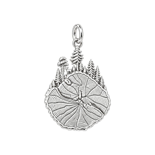 Forest Rings Charm Bracelet – Personalized Nature Lover Gift – silver charm, front view