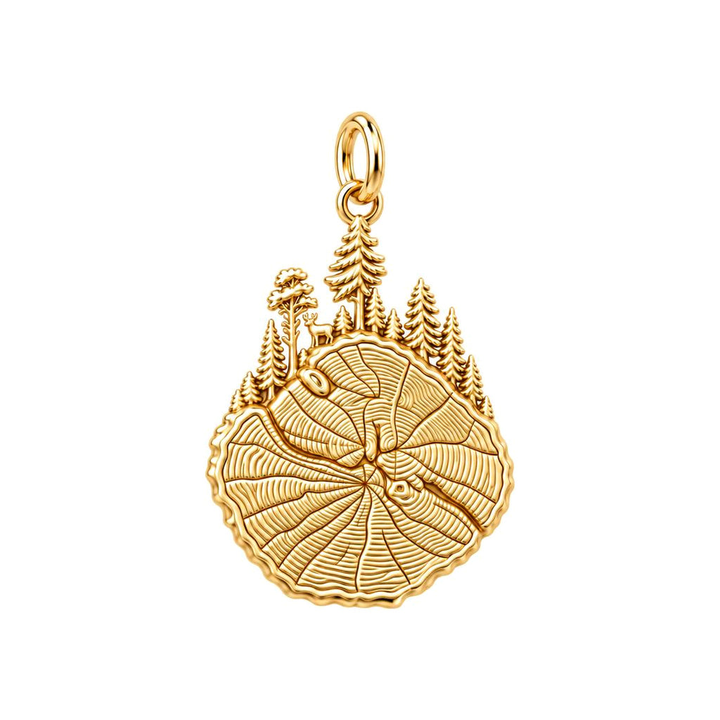 Forest Rings Charm Bracelet – Personalized Nature Lover Gift – 18K gold charm, front view