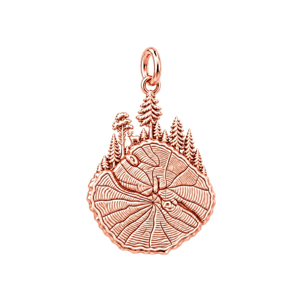 Forest Rings Charm Bracelet – Personalized Nature Lover Gift – rose gold charm, front view
