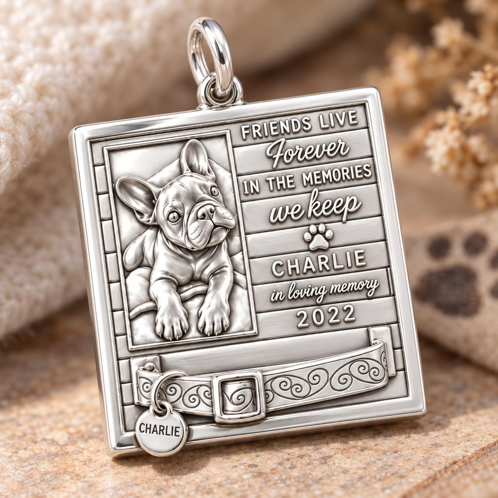 Forever Friends Memorial Charm Bracelet – Personalized Dog Mom Gift – macro detail of the charm