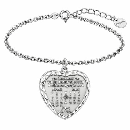 Forever Heart Calendar Charm Bracelet Set – silver, front view