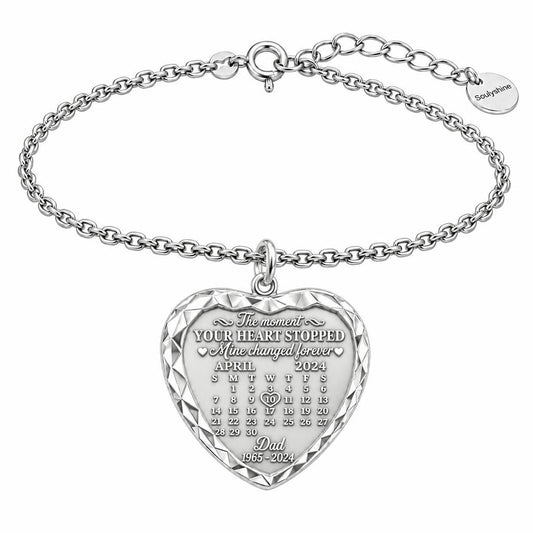 Forever Heart Calendar Charm Bracelet Set – silver, front view